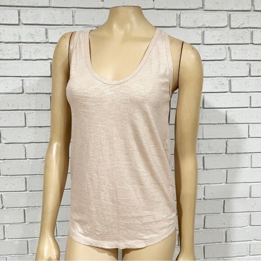 J.Crew Vintage Cotton Metallic Shimmer Scoop Neck Tank Top Pale Pink XS